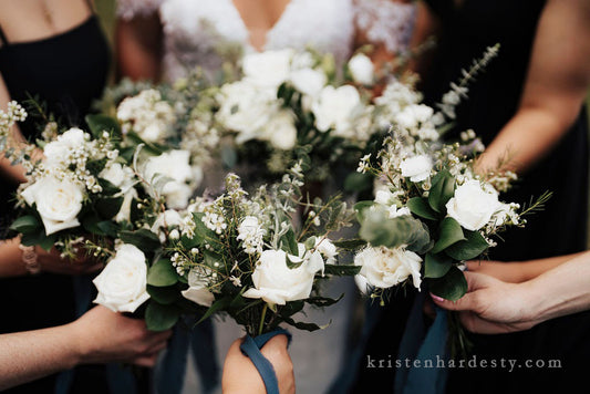 Bridesmaids Bouquet of White & Green